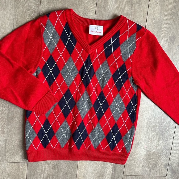 New Hanna Andersson 110 Boys V-Neck Argyle formal Sweater long 100% cotton soft - Picture 3 of 16